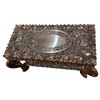 Image 3 : Beautiful Vintage Rosewood Carved Floral Detailed Coffee Tabel with crack on Top
