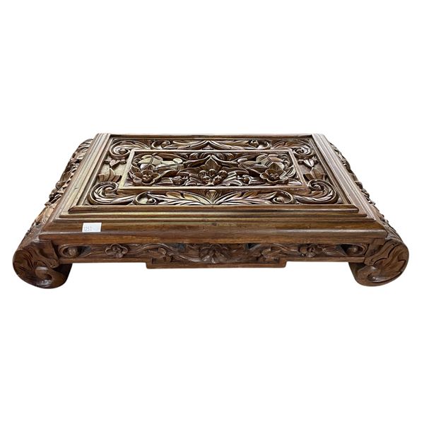 Vintage Bintara Art Gallery Floral Carved Wood Display Pedestal