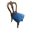 Image 1 : Antique Balloon Back Blue Velvet Chair on Castors