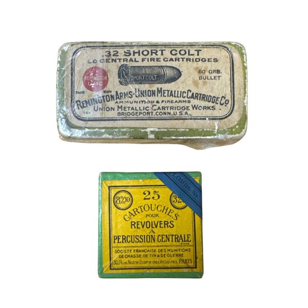 Vintage Boxes of Ammunition Remmington UMC .32 Short Colt & .320 Revolver Cartridges