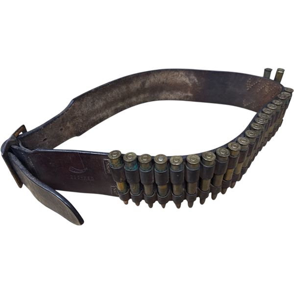 Vintage Hunter Leather Belt w 19 Rounds of 303 British Ammunition