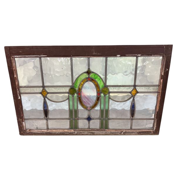 Vintage Stain Glass Window with Two Broken Panes