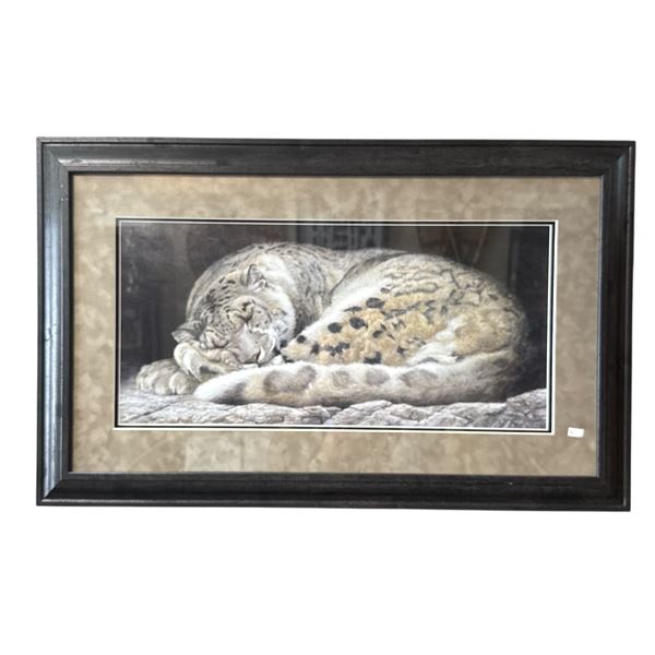 2007 Framed Robert Bateman "Sleeping Snow Leopard" Print