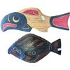 Image 1 : Two Vintage Handmade Artist Signed First Nations Fish Wall Plaques