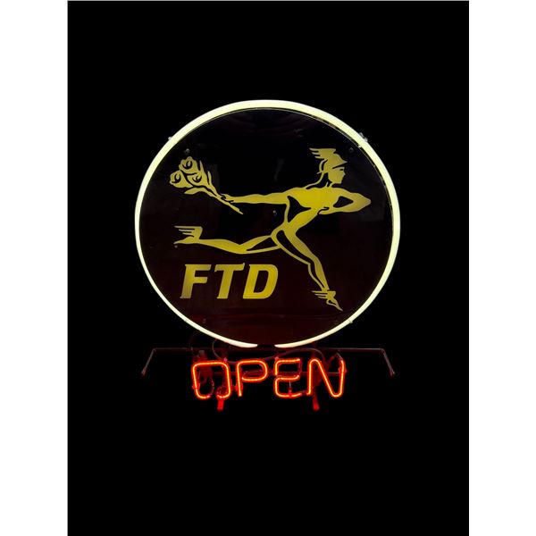 FTP Neon Open Sign With Winged Helmet