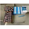 Image 1 : BOX OF NEW INSPIRATIONAL MESSAGE PENS, 2 BOXES OF BUTTON BATTERIES AND 2 BOXES OF "D" BATTERIES