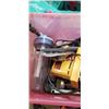 Image 2 : TOTE OF POWER TOOLS AND SHOP SUPPLIES