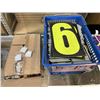 Image 1 : BOX OF NEW KEYCHAIN TAPE MEASURES AND COROPLAST SIGN NUMBERS