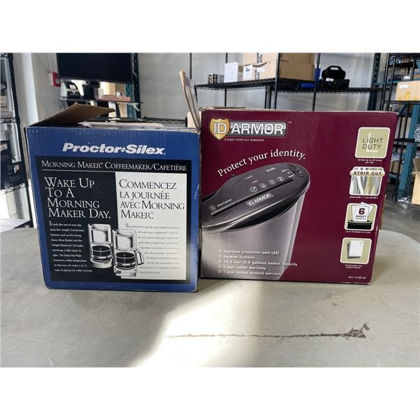 12 CUP COFFEE MAKER AND ID ARMOUR PAPER SHREDDER