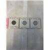Image 1 : 3 CANADIAN VICTORY 5 CENT COINS GEORGE VI 1943 TOMBAC, 1944, 1945 AND 3 CANADIAN WARIME VICTORY COIN