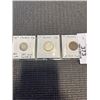 Image 1 : 3 CANADIAN 1936 COINS - 10 CENT .800 SILVER