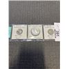 Image 1 : 3 CANADIAN CENTENNIAL COINS, 2 - 1967 RABBIT NICKELS, 1967 SILVER WOLF 50 CENT .800 SILVER