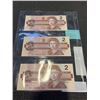 Image 2 : 3 CANADIAN 1986 $2 BILLS IN SEQUENCE 411-413