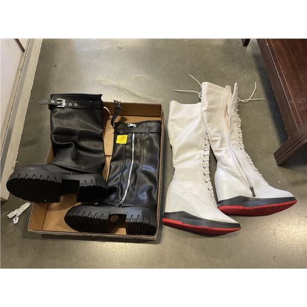 2 PAIRS OF NEW DESIGNER KNEE BOOTS SIZE 7