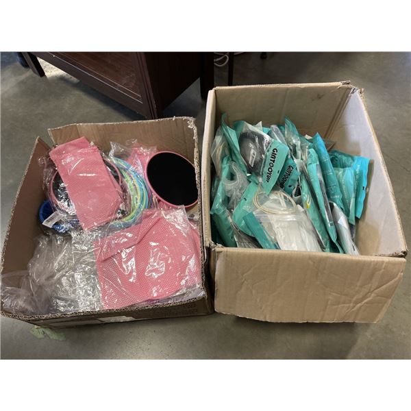 2 BOXES OF CORDS AND ADAPTERS