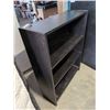 Image 2 : BLACK BOOKSHELF, 42" X 31" AND IKEA END TABLE
