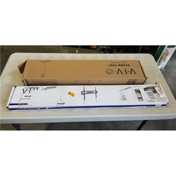 VIVO BLACK TV FLOOR STAND AND LARGE TV WALL MOUNT