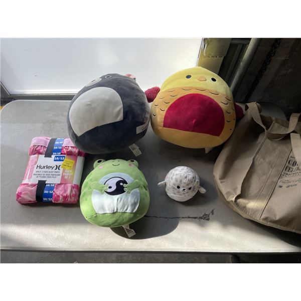 4 SQUISHMELLOWS AND NEW SIZE 10/12 PAJAMA PANTS