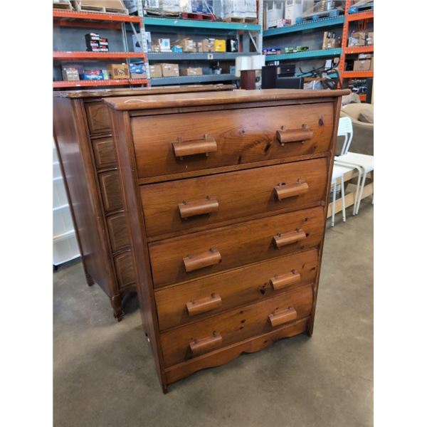 RUSTIC PINE 5 DRAWER HIGHBOY CHEST