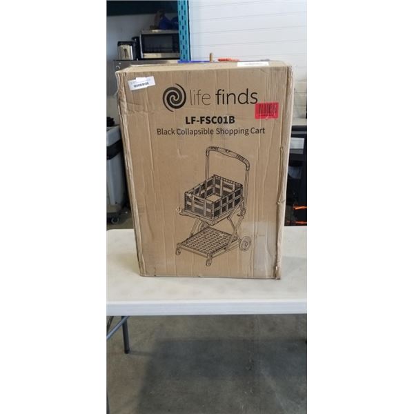 LIFE FINDS BLACK COLLAPSIBLE SHOPPING CART