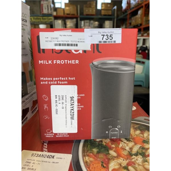 INSTANT POT MILK FROTHER - TESTED WORKING, RETAIL $79