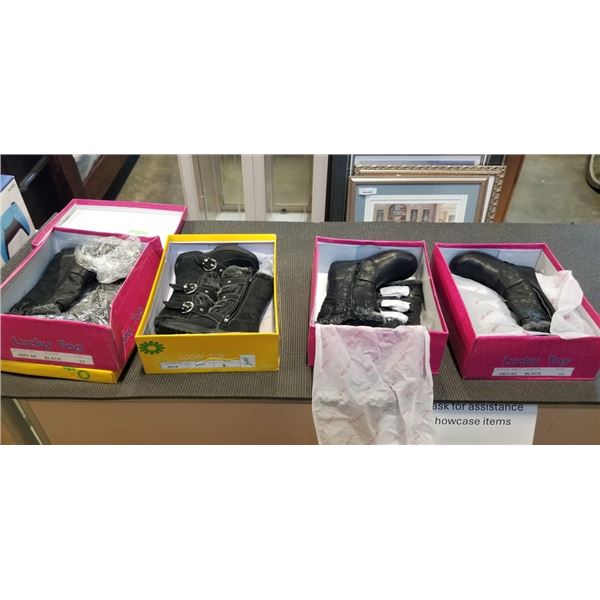 4 PAIRS OF NEW SHOES/ BOOTS SIZE 9/10