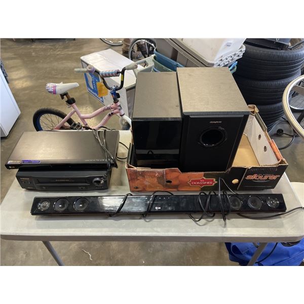 BOX OF DVD PLAYER, SOUNDBAR SPEAKERS AND MORE