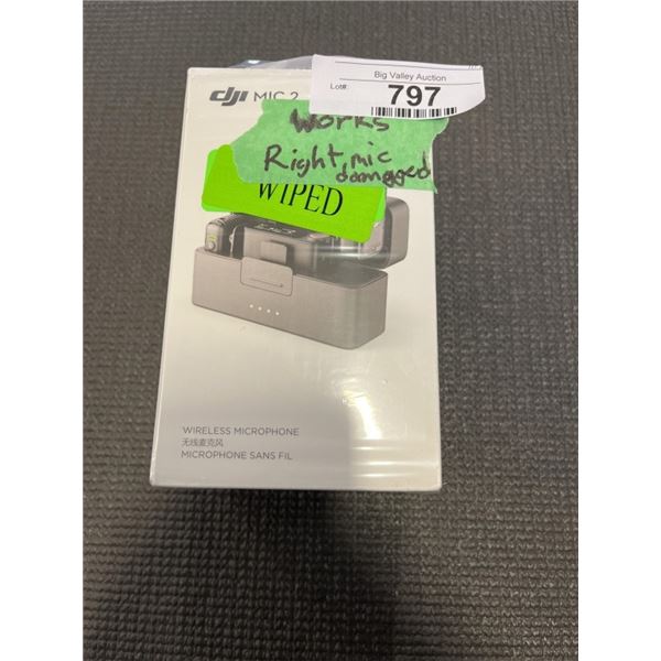 DJI MIC 2 WIRELESS MICROPHONE (2 TX, 1 RX, CHARGING CASE) - TESTED WORKING, RIGHT MIC DAMAGED, RETAI