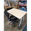 Image 1 : WHITE MODERN IKEA DESK WITH MESH BACK ROILLING OFFICE ARMCHAIR