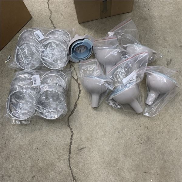 6 SETS OF NEW NESTING FUNNELS AND 16 NEW MUFFIN TART RINGS RETAIL $110