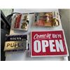 Image 1 : LOT OF NEW OPEN SIGNS, PULL SIGNS, 2 DEFIANT DOOR HANDLES AND DEAD BOLT