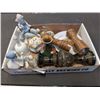 Image 1 : TWO TRAYS WITH COLLECTIBLE FIGURES, TEA CUPS AND SAUCERS AND MORE