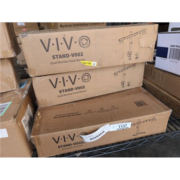 VIVO DUAL MONITOR DESK STAND AND 2 DUAL MONITOR DESK MOUNTS
