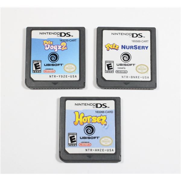 NINTENDO DS  3 GAMES PETZ CATZ/ HORSEZ/ PETZ