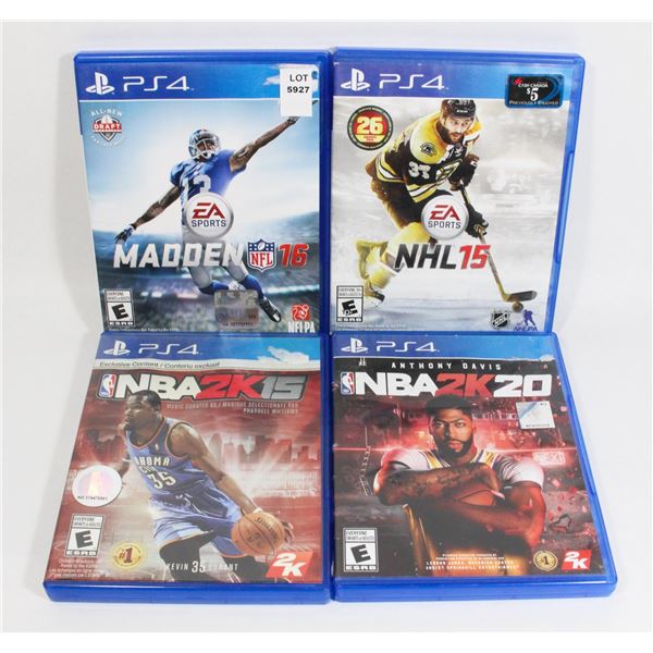 4 PS4  SPORTS GAMES MADDEN NFL 16, NHL 15, NBA