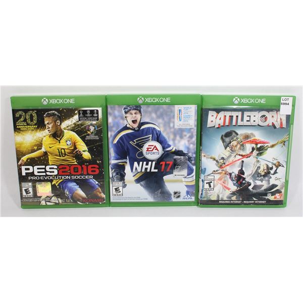 XBOX ONE BATTLE BORN, NHL 17, AND PES 2016 PRO