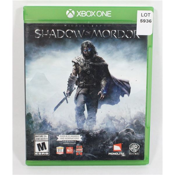 XBOX ONE SHADOW OF MORDOR MIDDLE EARTH GAME