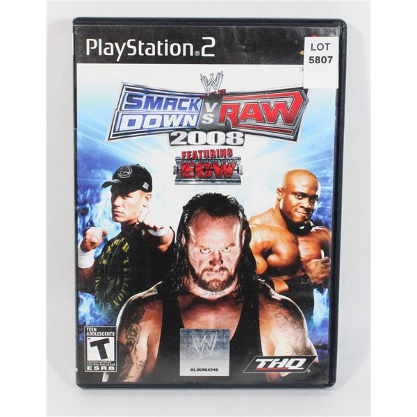 PLAYSTATION 2 WWF SMACK DOWN VS RAW 2008 FEATURING