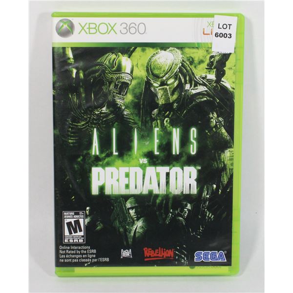 XBOX 360 ALIENS VS PREDATOR GAME