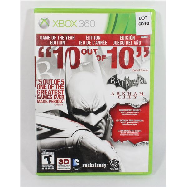 XBOX 360 BATMAN ARKHAM CITY GAME OF THE YEAR