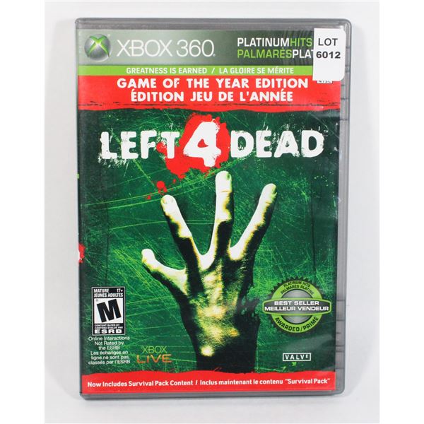 XBOX 360 LEFT 4 DEAD GAME OF THE YEAR EDITION