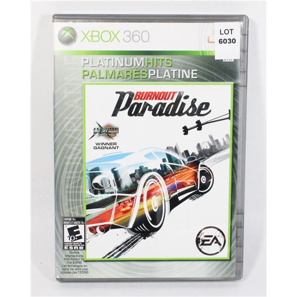 XBOX 360 BURNOUT PARADISE GAME
