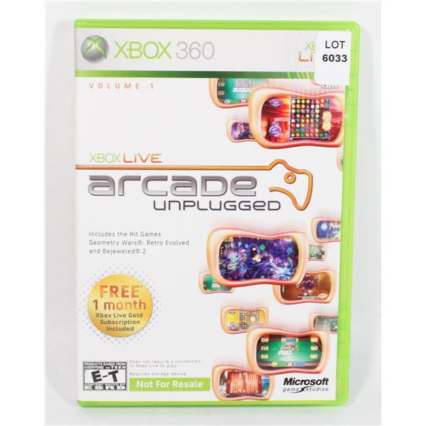 XBOX 360 XBOX LIVE ARCADE UNPLUGGED GAME
