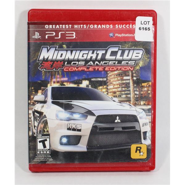 PLAYSTATION 3 MIDNIGHT CLUB LOS ANGELES COMPLETE