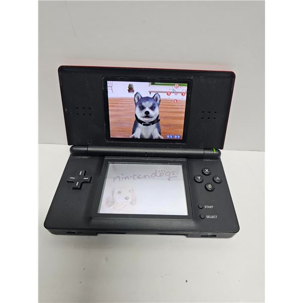RED NINTENDO DS LITE CONSOLE WITH NINTENDOGS GAME