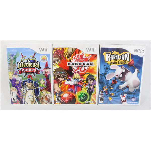 NINTENDO WII RAYMAN, BAKUGAN, MEDIEVAL GAMES