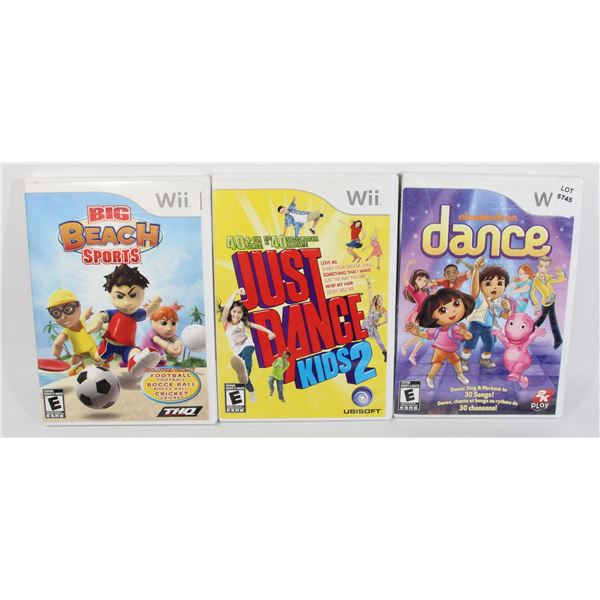 NINTENDO WII NIC DANCE, JD KIDS2, BEACH SPORTS