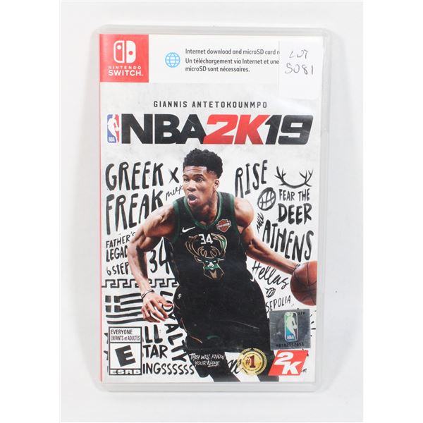 NINTENDO SWITCH NBA 2K19 GAME IN CASE