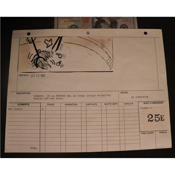 STAR TREK II THE WRATH OF KAHN STORYBOARD WITH  CETI EEL INSERT SC 25E DATED OCTOBER 16, 1981