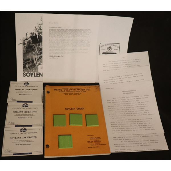 SOYLENT GREEN SCREEN USED FOOD TABLETS LOT OF 4 WITH ORIGINAL SHOOTING SCRIPT